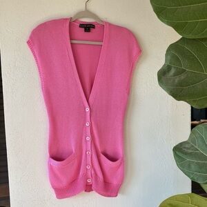 Ralph Lauren Black Label New 100% Silk Knit Pink Cardigan Sweater Vest M